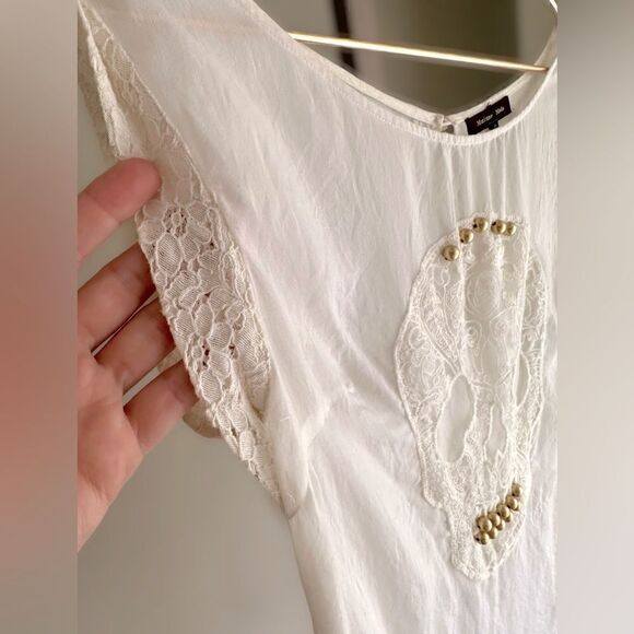 Maxinne Mode Skull Embellished Lace Tunic Top Blouse Size S - Picture 4 of 9